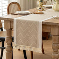 Coffee Geometric Linen Table Runner by UWWGKK