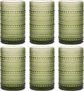 Moretoes 12 Oz Green Hobnail Drinking Glasses Set of 6, o Water Glass Cups | 12 by Moretoes
