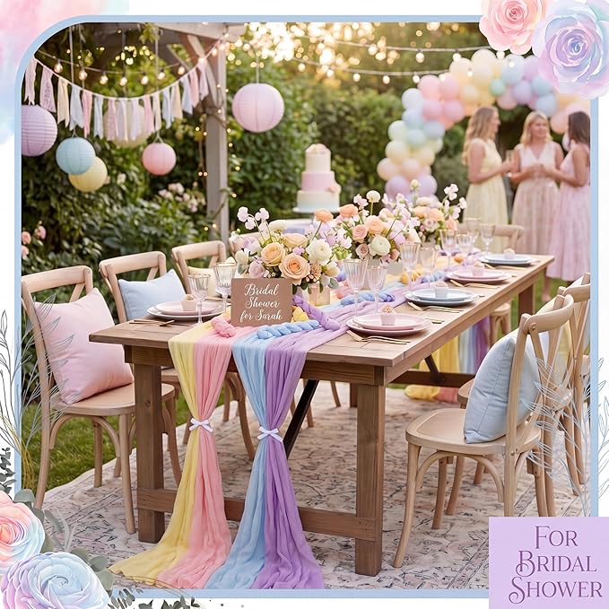 12 Pcs Pastel Cheesecloth Gauze Table Runners - Image 4