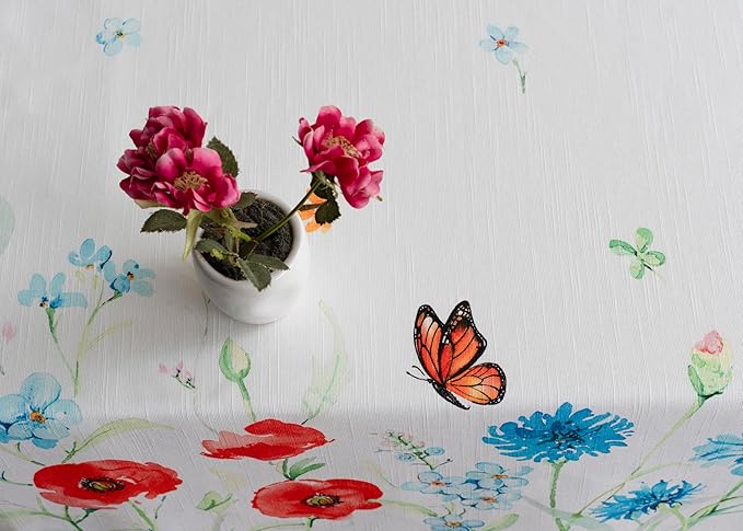 Maison d' Hermine Table Cloth Rectangle Table 100% Cotton 70 x 90 Inches Tablecloth Reusable Decorative for Dining Room Farmhouse Home Valentines Day Decorations Spring Summer - Summer Whisper