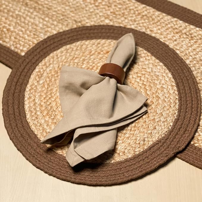 Verona Round Woven Jute Cotton Placemat, 14 Inch | Braided, Natural Jute - Image 5