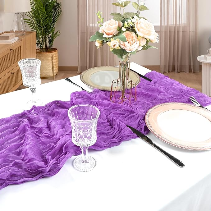 12 Pack 10Ft Purple Cheesecloth Table Runner 23 x 120 Inch | Gauze Rustic Boho - Image 6