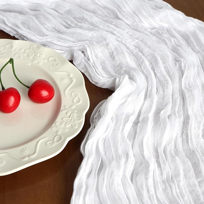 6 Pack 10Ft White Cheesecloth Table Runner 23 x 120 Inch | Gauze Rustic Boho - Image 5