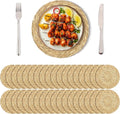 Kochorie Set of 36 Round Woven Placemats 12 Inch Bulrush Placemats Natural Handwoven Boho Rattan Wicker Table Mats for Farmhouse & Home Dining