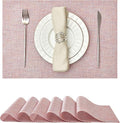 Leetaltree Luxury Pink Iridescent Placemats Set of 6 - Waterproof Washable for Wedding, Anniversary, Festive and Daily Use - Sparkling Table Mats Table Decor - Hand-Cut