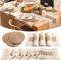 4 Sets Boho Decoration Placemats Round Woven Placemats, Cloth Napkins, Wood by Gandeer
