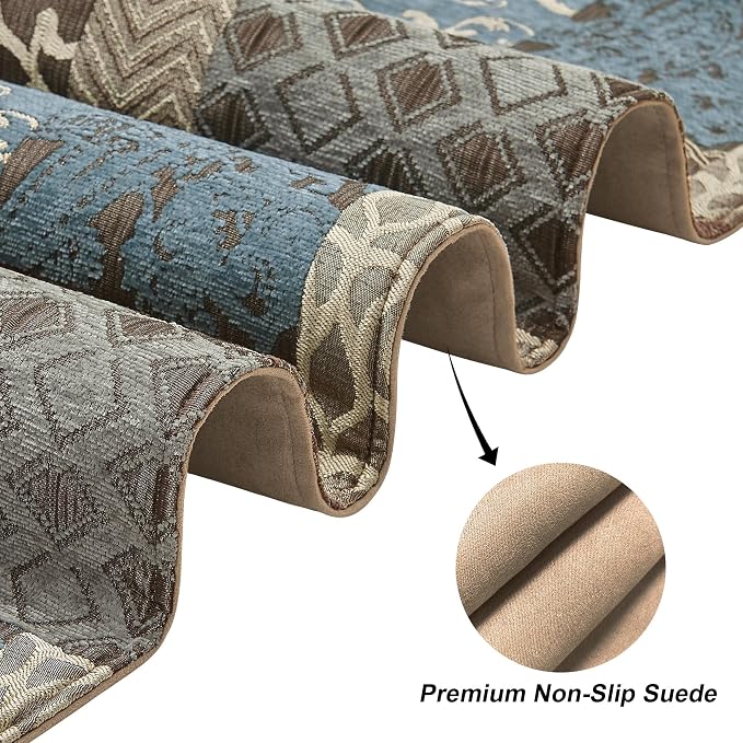 Loom and Mill Luxury Table Runner 72 Inches Long, Patchwork Chenille Damask - Image 6
