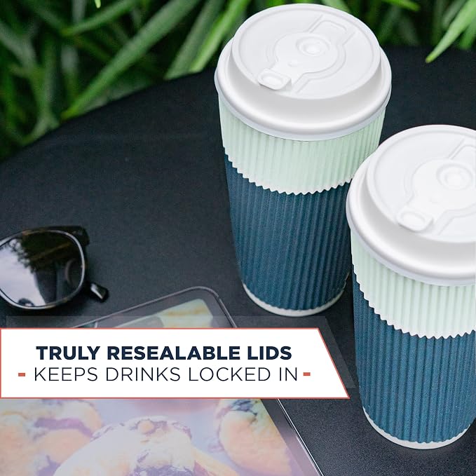 To Go Coffee Cups With Lids - 22 oz Disposable Coffee Cup With Lid. Large Togo - Image 4