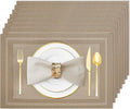 Khaki Vinyl Placemats Set of 8, Heat Resistant Table Placemats | 18x12 inch by Uolr