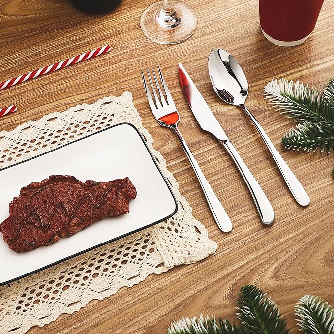Bonuci 6 Pcs Weighted Utensils for Hand Tremors and Parkinsons Patients Weight Silver Cutlery Set Utensils for Eating Spoons for Adaptive Eating Flatware(Silver)