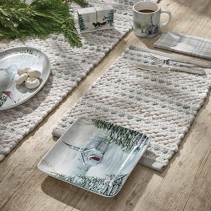 Park Designs All is Calm Chindi Placemat Set of 4 | Gray Striped Braided Cotton Table Mats | Neutral Dining Accents for Winter Meals | Seasonal Decorative Tabletop Linens for Christmas & Everyday Use