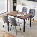5 PCS Dining Table Set for 4, Modern Engineered Wood Table Walnut Wipe Clean with 4 Upholstered Velvet Home Chair Soft No Arms Accent Chairs with Back for Small Spaces