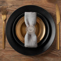 Decozen Set of 4 Silver Napkin Rings in Elegant Stone, Festive, Table Decor Setting for Holiday, Wedding, Birthday, Kitchen, Home Decor, Housewarming Gift - Mothers Day Decorations