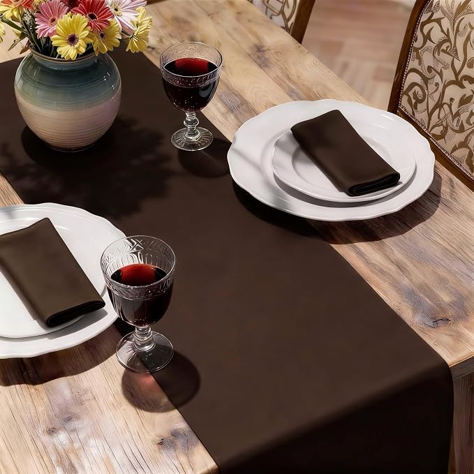 MEANMOY Brown Table Runner 48 Inches Long Waterproof Washable Table Runners | - Image 6
