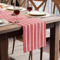 Encasa XO Table Runner, Woven Cotton Dining Runner 13"x104" | Roma Red Stripes by EncasaXO
