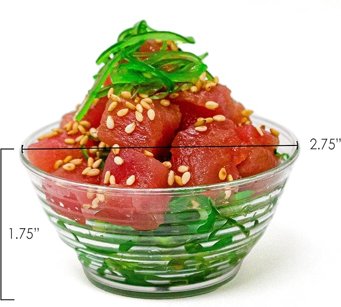 50 Pack 3 oz. Asian-Style Black Mini Plastic Bowl With Spoons | Appetizer Bowls and Disposable Dessert Bowls | Professional-Grade Recyclable | Mini Dessert Cup for Appetizers | CMJJ