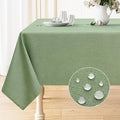 Smiry Rectangle Table Cloth Linen Textured, Waterproof Spillproof Anti-Wrinkle Burlap Tablecloth, Washable Decorative Fabric Table Cover for Dining, Party, Banquet, 60 x 140 Inch, Sage Green