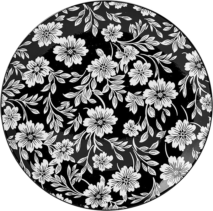 Pfaltzgraff Midnight Blooms 12 Piece Floral Stoneware Dinnerware Plate Bowl - Image 7