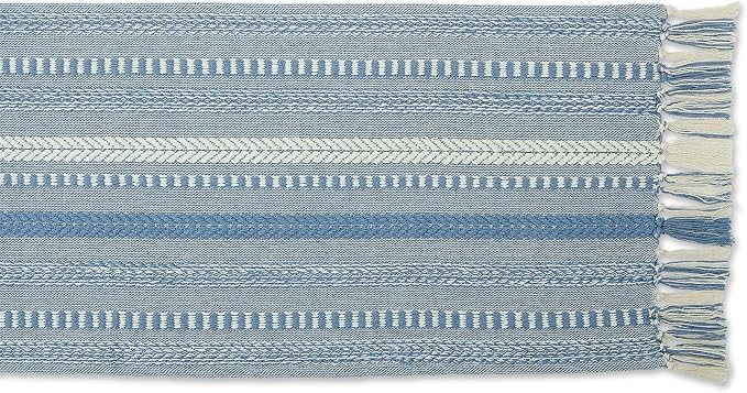 DII Farmhouse Braided Stripe Table Runner Collection, Stonewash Blue - Image 2