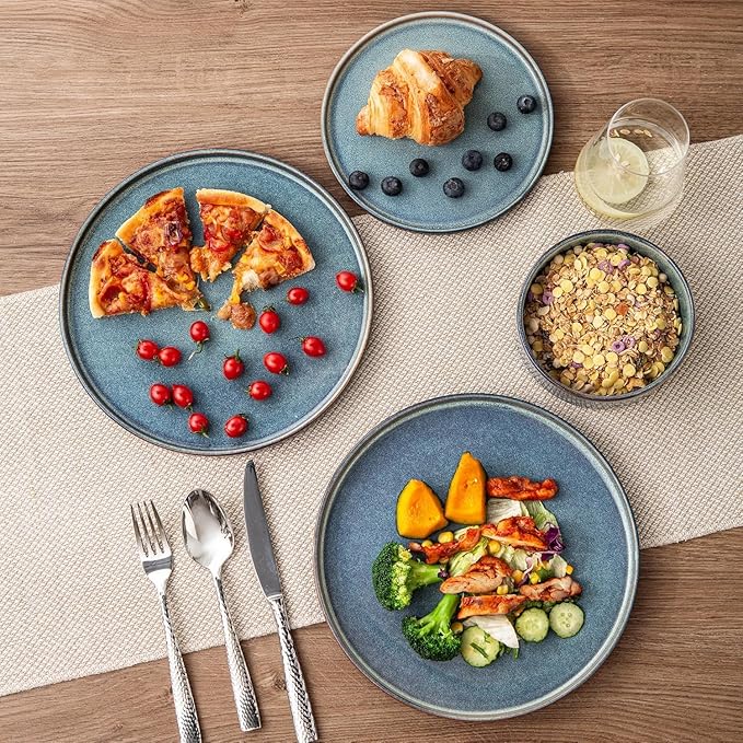 AmorArc Ceramic Dinnerware Sets for 4,Round Reactive Glaze Stoneware Plates and Bowls Set,Highly Scratch Resistant Dishware | Dishwasher & Microwave Safe Dishes Set,Service for 6 (18pc)