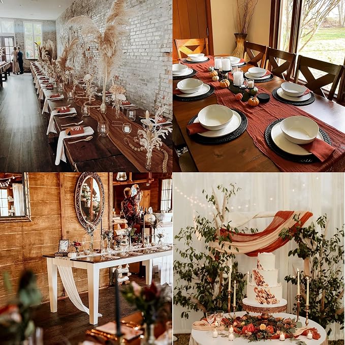 12 Pack Terracotta Cheesecloth Table Runner 10ft Boho Gauze Cheese Cloth Table - Image 7