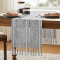 Hemstitched Farmhouse Table Runner, Charcoal 13x90 Inch, Cotton Linen Table by Unknown