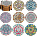 Cork Coasters Set of 8 with Holder, Colorful Cups Coasters by Puluole