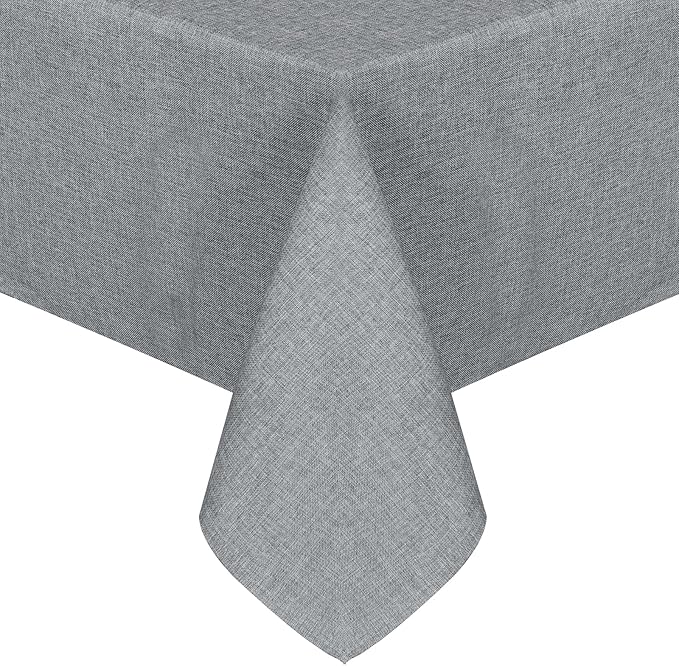 JIUZHEN Faux Linen Farmhouse Tablecloth Rectangular, Wrinkle Stain Resistant Table Cloth Rectangle Table Cover for Kitchen Dining, Holiday Party Dinner, Grey, 70 x 140 Inch