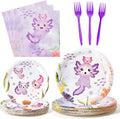 96Pcs Purple Axolotl Cute Cartoon Animals Party Plates Supplies Tableware by G1ngtar