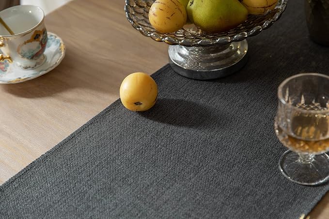 Graphite Grey Table Runners 36 Inches Long, Burlap Linen Style Rustic Farmhouse - Image 5