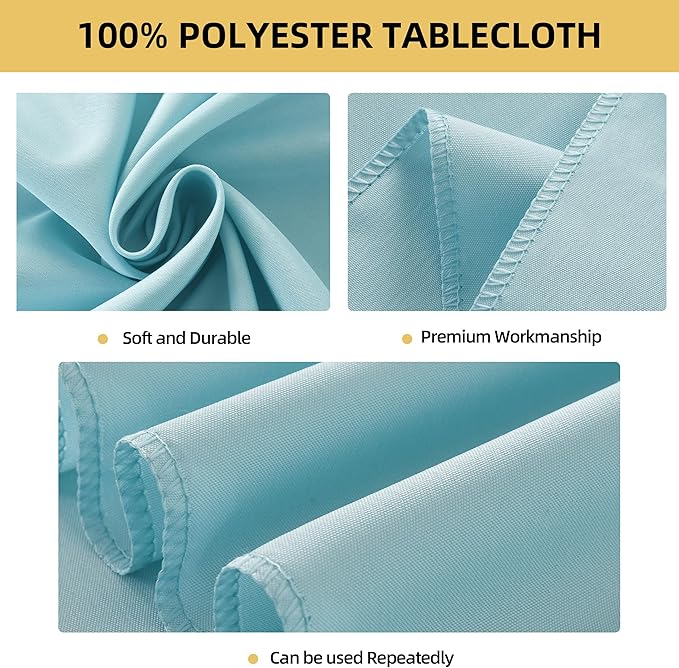 6-Pack 60x84 inch Dusty Blue Table Cloths, Solid Stain and Wrinkle Resistant Oblong Tablecloth, Premium Plain Weave Polyester Fabric Rectangle Table Linen Covers for Hotel, Banquet