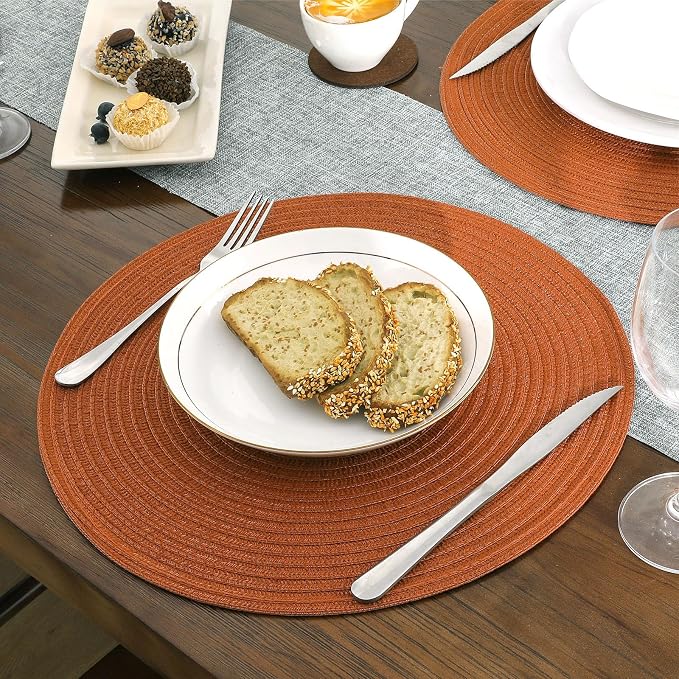 SHACOS Round Placemats Set of 8 Washable 15 inch Round Placemat Cotton - Image 7
