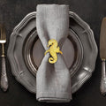 Decozen Set of 8 Gold Napkin Rings in Sea Horse Design, Festive, Table Decor Setting for Holiday, Wedding, Birthday, Kitchen, Home Decor, Housewarming Gift - Mothers Day Decorations