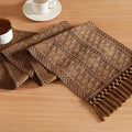 Macrame Style Boho Table Runner, 12x36 Inch Caramel | Woven Boho Table Runner by ZEEMARTONLINE