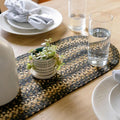 Homespice Kilimanjaro Braided Oval Table Runner, Warm Primitive Decor, Black and Brown 11x36 - Jute Dining Table Accessories - Rich Colors, Easy to Clean, Durable and Protects Furniture