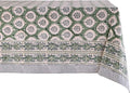 ATOSII Kari Green 100% Cotton Rectangle Boho Summer Tablecloth, Block Print Floral Table Cloth Linen for Dining, Parties, Wedding, Outdoors Home Decor 72 X 108 Inches I 8 Seater I