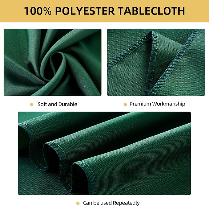 6-Pack Round 120-inch Blackish Green Table Cloths, Solid Stain and Wrinkle Resistant Circular Tablecloth, Premium Plain Weave Polyester Fabric Table Linen Covers for Hotel, Banquet