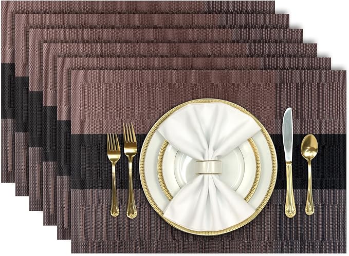Aofmee Placemats, Heat Resistant Place Mats Set of 6, Washable PVC Table Mats by Aofmee