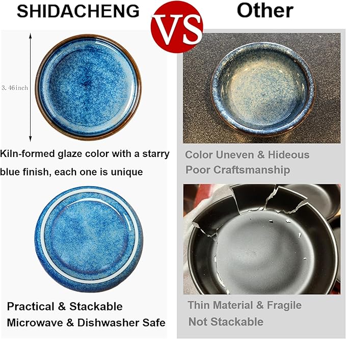 Dipping Bowls Set of 4, 2462°F High-Fired Reactive Glaze Ceramic Small Bowls for Dips,Olive Oil & Sauce,Elevates Table Setting,Idea for BBQ,Afternoon Tea,Entertaining,Housewarming & Holiday Gifts