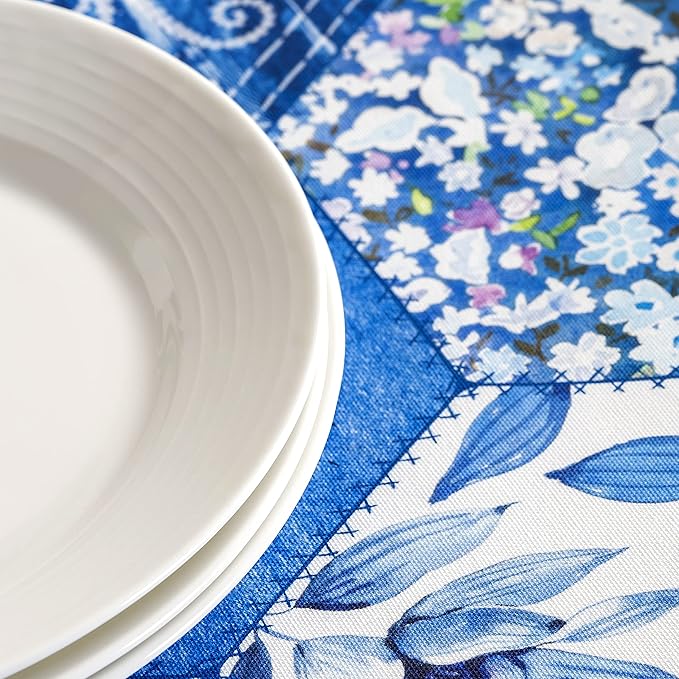 Maison d' Hermine Table Cloth Rectangle Table 100% Cotton 70 x 108 Inches Tablecloth Reusable Decorative for Dining Room Farmhouse Home Valentines Day Decorations Spring Summer - Summer Blues
