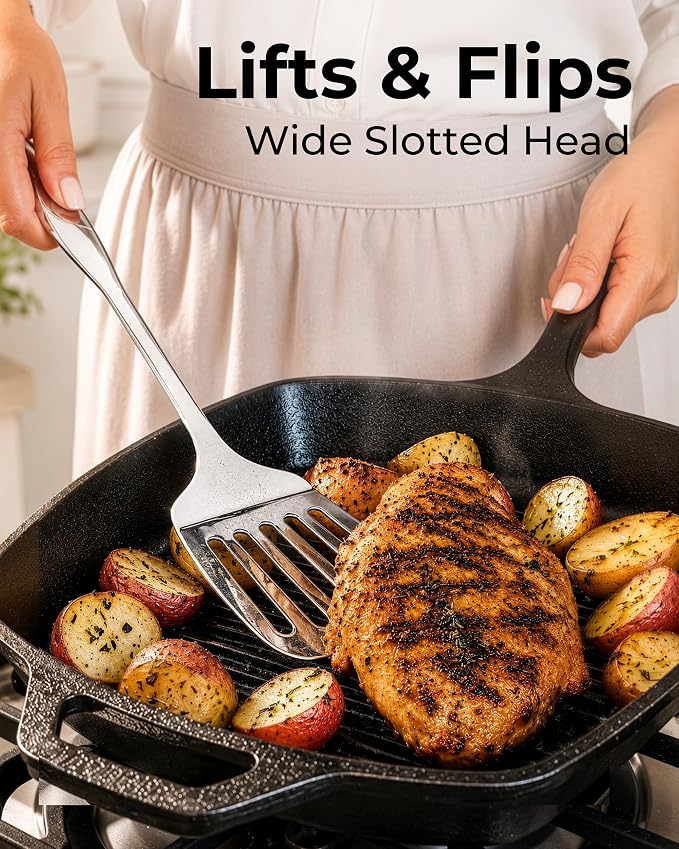 Zulay Kitchen Stainless Steel Slotted Spatula Turner | 14.8” Heat-Resistant - Image 8