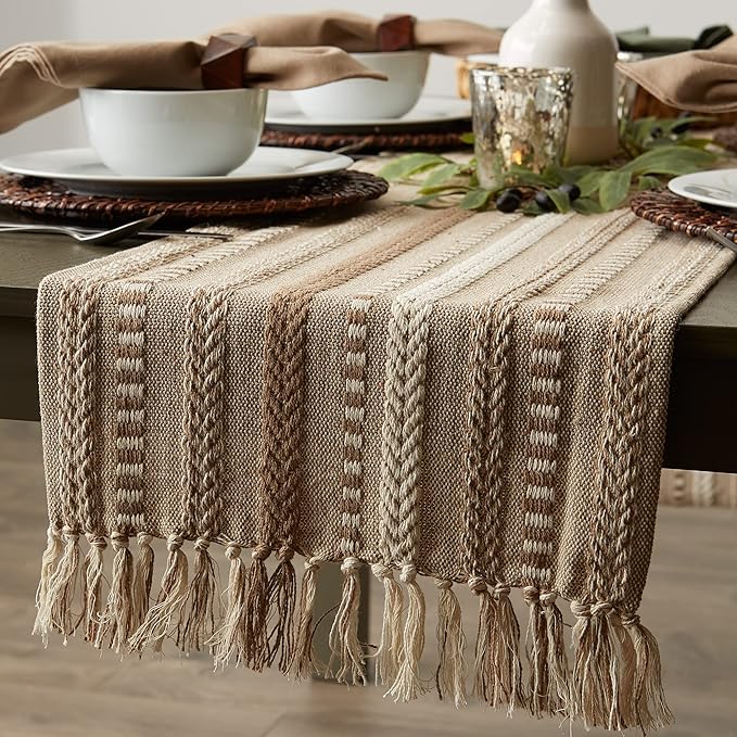 DII Farmhouse Braided Stripe Table Runner Collection - Image 5