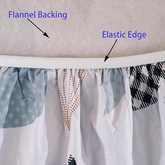 Walrus Round Vinyl Fitted Tablecloth with Flannel Backing Elastic Edge Design Table Cover Waterproof Oil-Proof PVC Table Cloth Stain-Resistant Best for 32"-36" Round