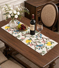 Canvas Embroidered Narrow 13"x 48" Table Runner, Lemon Bird | Exquisite by Kokaaee