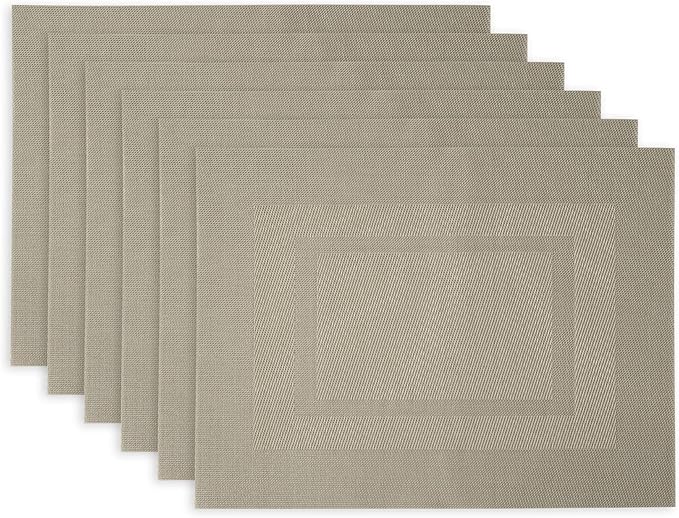 DII PVC Tabletop Collection Woven Indoor/Outdoor, Placemat Set, 6 Piece by DII