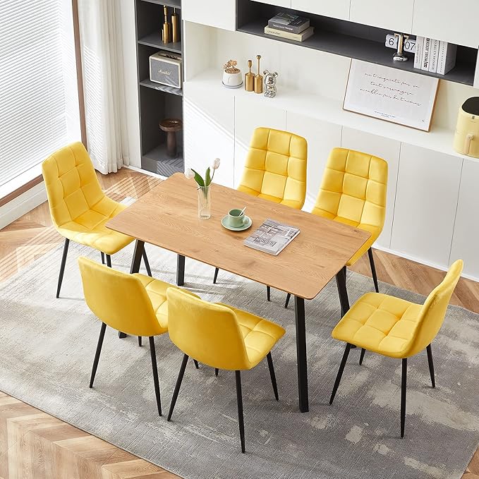 Set of 6 Upholstered Home Chair Armless Ergonomic Dining Chair with Back Design,Soft Cushion Living Room Chair with Metal Legs for Dining Room,Stores,Kitchen