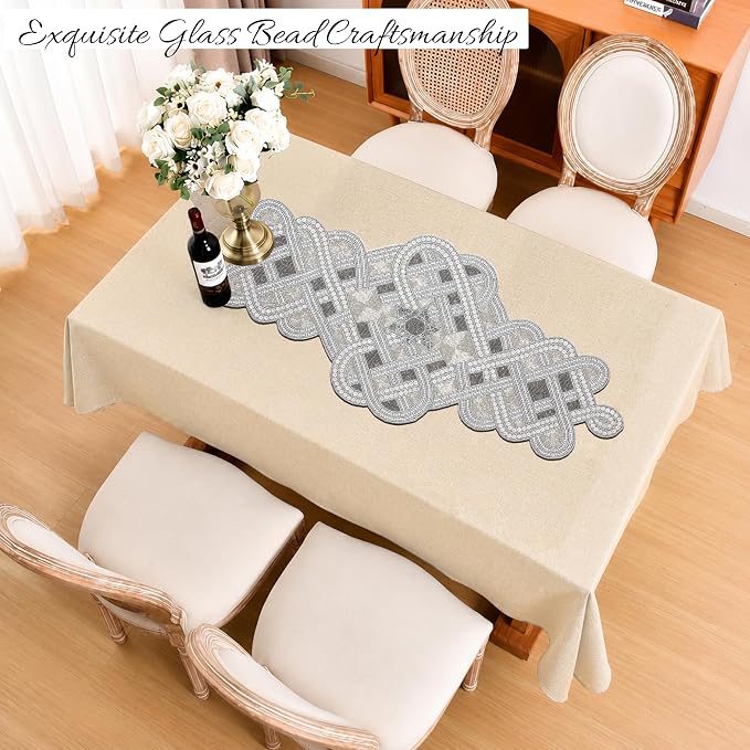 Handmade Beaded Table Runner 13 x 36 Inch, Elegant Dining Table Centerpiece - Image 2