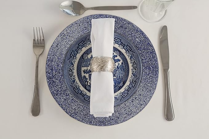 Lightnpro Farmhouse Beaded Placemats Set of 4 - Round Table Chargers - Decorative Handmade Beaded Placemats by Skilled Artisans - Elegant Table Décor for Dining & Special Occasions - 13 Inch Navy