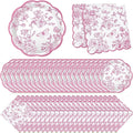 Willinglong 120 Pcs Floral Scalloped Paper Plates and Napkins Set, 2-ply Napkins by Willinglong