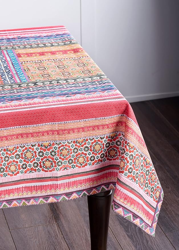 Maison d' Hermine Table Cloth Rectangle Table 100% Cotton 70 x 90 Inches Fall Tablecloth Reusable Everyday Use for Thanksgiving Christmas Decorations Dining Farmhouse Party (Ispahan)